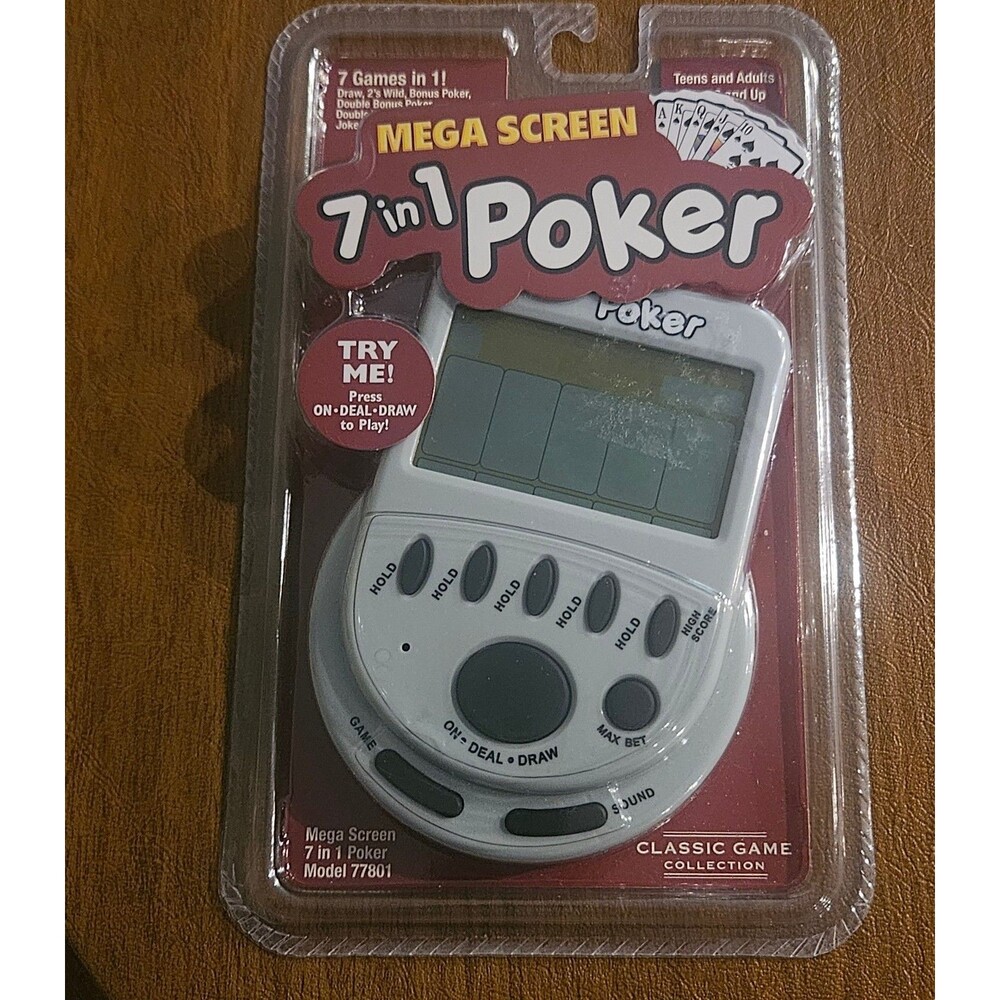 Mega Screen Poker Handheld Electronic Game 7 in 1 Model 77801 New Sealed
